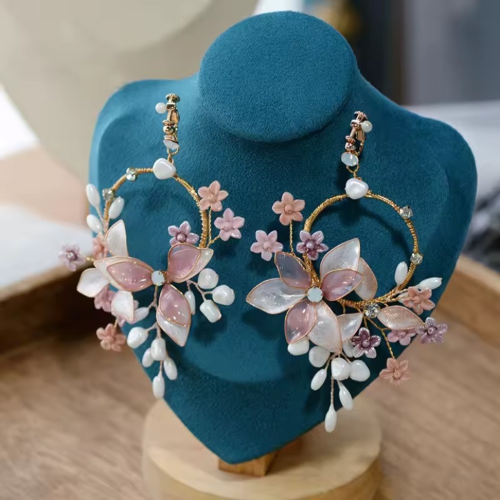IRIS APFEL Floral Pink or White Floral Statement Gorgeous Earrings